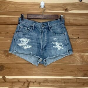 Citizens Of Humanity Denim Jean Shorts Cut Offs Distressed Size 24‎ High Waisted